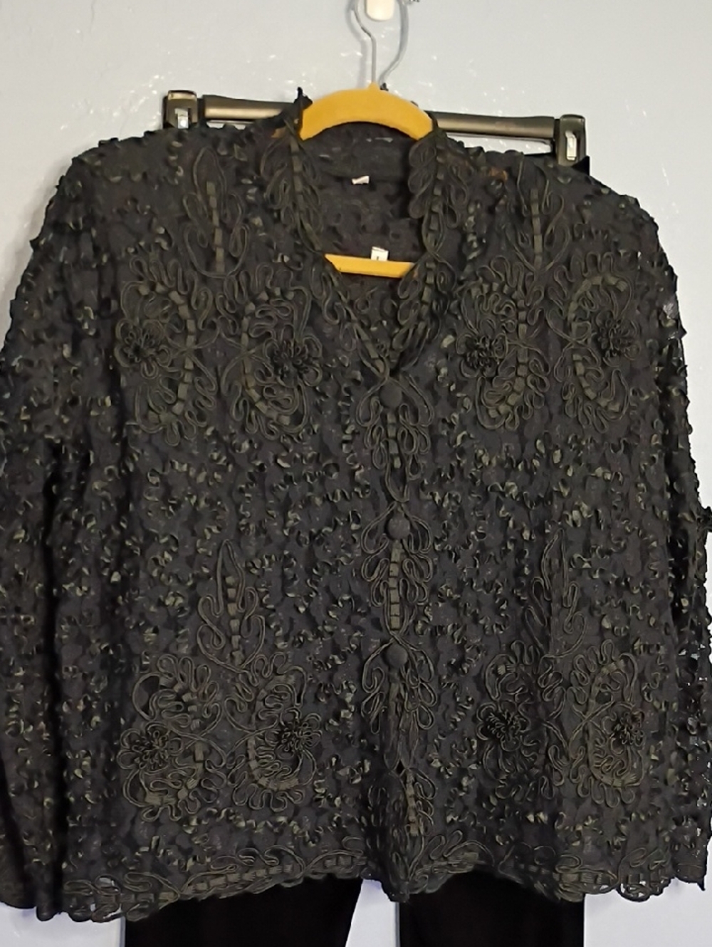 Women's Black Lace Embroidered Blouse - Timeless Layering Top